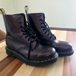 Dr. Martens Women's Size 7 Metallic Burgundy Lace-Up Boots